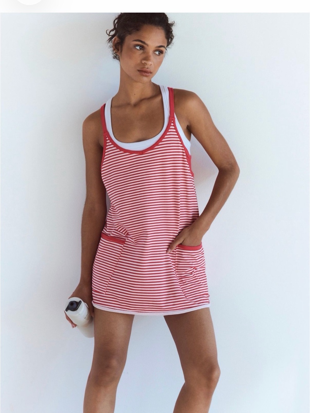 FP Movement by Free People Hot Shot Mini Dress Romper Red Stripe Sz Small